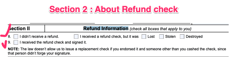 lost refund check